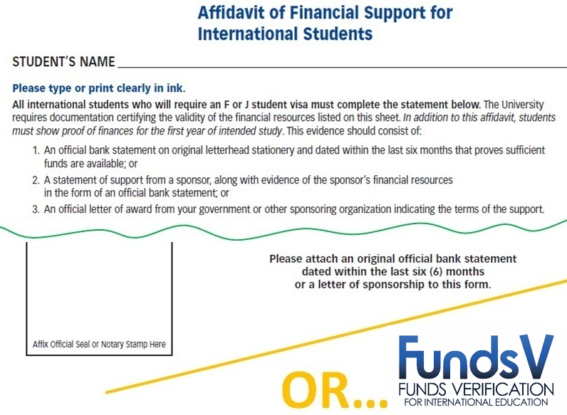 Affadavit of Financial Support for International Students